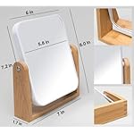 YEAKE Vanity Makeup Mirror with Natural Bamboo Stand,8 Inch 1X/2X Magnification Double Sided 360 Degree Swivel Magnifying Mirror,Portable Table Desk Countertop Mirror Bathroom Shaving Make Up Mirror - Image 3
