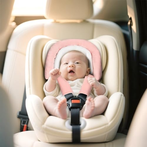Image of Pea Pod Upgraded 2-in-1 Baby Car Seat Insert Cushion Pad, Extra Soft Infant Car Seat Head Support for Newborn, Perfect for Carseat, Stroller, Swing, Bouncer, Pink