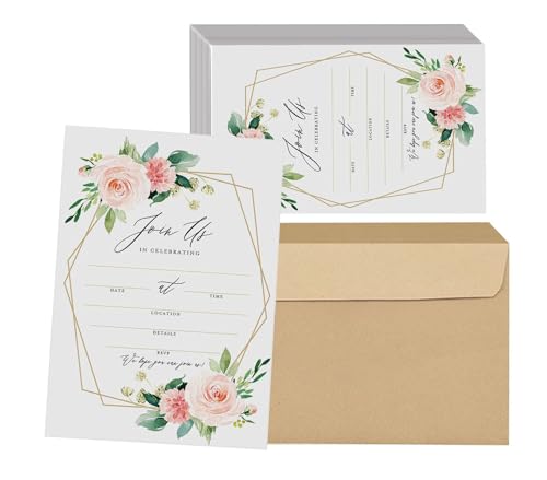 25 Set Floral Party Invitation cards & Envelope Wedding Invite All Occasion