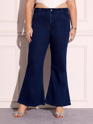 Image of Miss Chase A+ Women's Wide-Leg High Rise Regular-Length Stretchable Denim Jeans