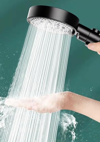 Regadera de 6 funciones con ducha manual, alta presión, color negro, desmontable miniatura 7