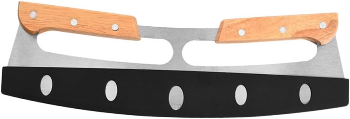 Stainless Steel Pizza Cutter with Non-slip Double Wooden Handles Sharp Blade Kitchen Gadget for Baking Accessories and Dough Cutting Dishwasher Safe for Home and Restaurant Use