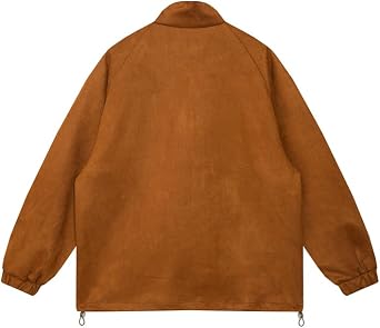 Mens Suede Bomber Jacket, Heavyweight Baseball Workwear Coat with Zip Pockets, Aviator Jacket for Men Fall Winter