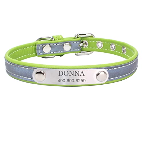 Personalized Leather Nameplate Dog Collar Custom Free Engraved ID Name Tag Pet Dog Collars for Small Medium Large Dogs