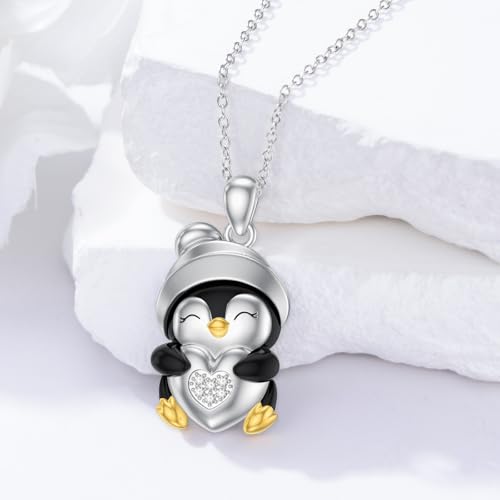 Diamond Penguin Necklace for Women Sterling Silver Penguin Pendant Necklace 925 Silver Penguin Necklace3