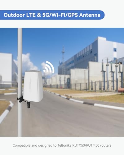 Image of Teltonika RUTM50000000 Industrial 5G Cellular Router with Teltonika PR1ICA70 Outdoor Antenna