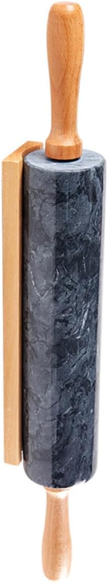TIDTALEO Natural Marble Dough Roller with Wooden Handle Non-stick Baking Rolling Pin for Pastry Pizza Dumplings and Fondant Smooth Kitchen Tool for Handmade Noodles and Bread