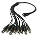 BW Security Camera 8Ch Power Supply Splitter Cable 1 Female 8 Male 2.1mm Adaptor