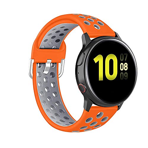 Onedream Bracelet Compatible avec Samsung Galaxy Active 2 (40mm, 44mm), Sangle Compatible avec Garmin Vivoactive 3 Sangle, Souple et Respirant de Silicone, Orange/Gris 20mm (Pas de Montre) Cover