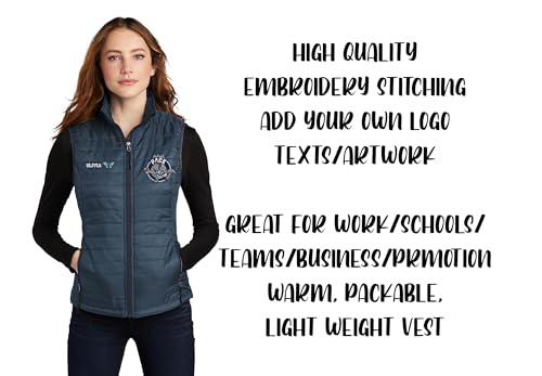 INK STITCH Women L851 Custom Personalized Embroidery Logo Texts Puffer Packable Winter Vests4