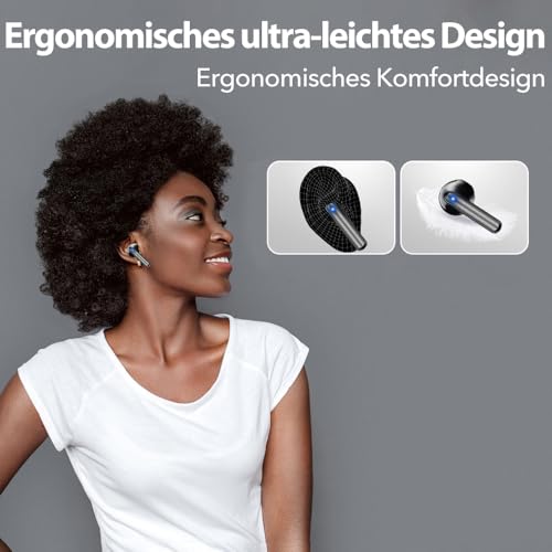 JBES Kopfhörer Kabellos Bluetooth 5.4, In Ear mit 6 ENC Mikrofon Bluetooth Kopfhörer, 60 Std Stereo Kabellose Kopfhörer Noise Cancelling Earbuds, USB-C, IP5 Wasserdicht Ohrhörer (Obsidian)
