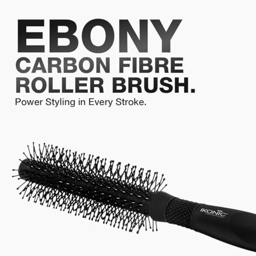 Image of Ikonic Professional Carbon Fibre Roller Brush with Ionic Technology, Anti Frizz Styling, Curling, Volumizing & Waves for Women & Men, All Hair Types, Heat Resistant, Salon & Personal Use - CFB 15