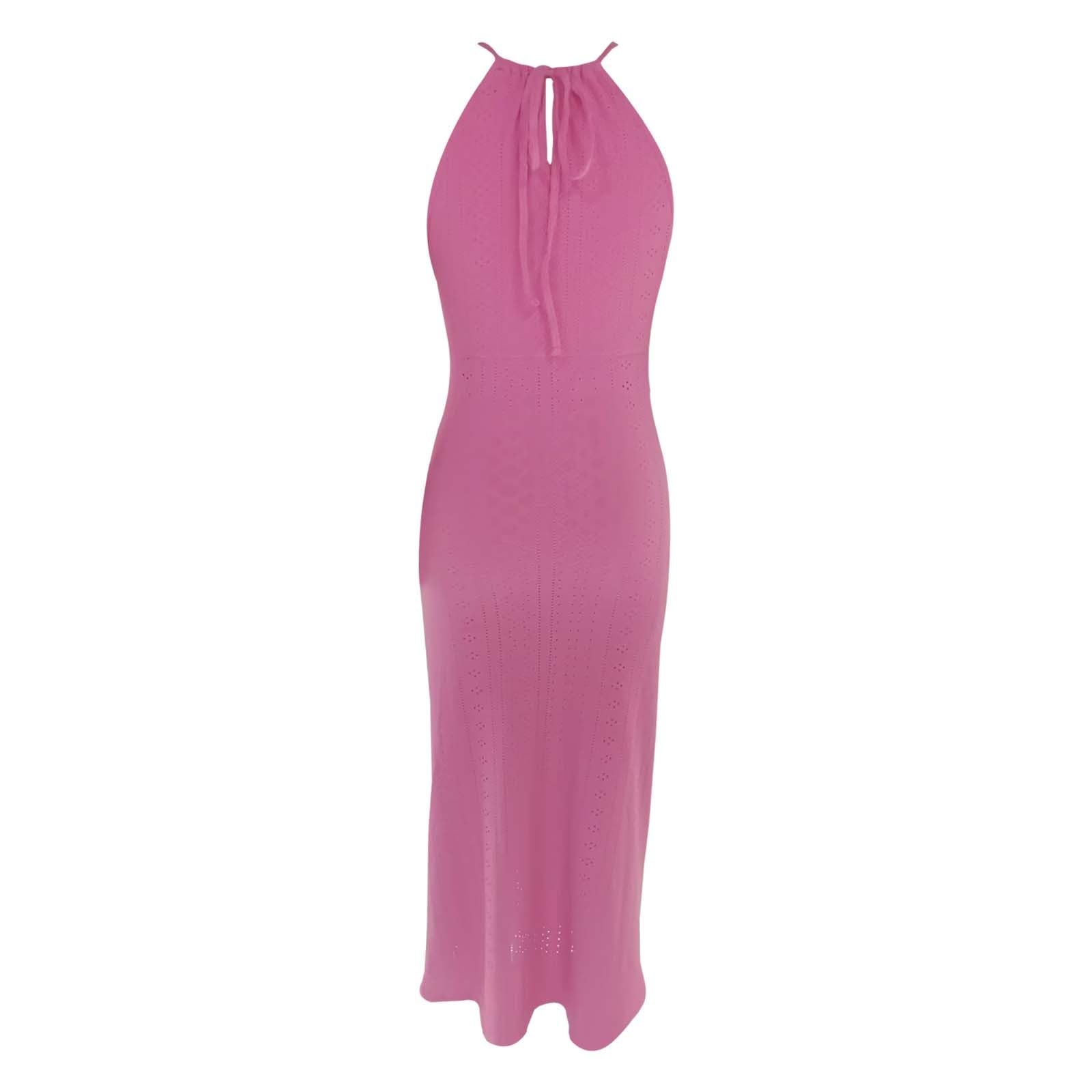 Vestido Casual De Verano for Mujer, Sin Mangas, Ahuecado, Espalda, Tirantes, Corbata, Abertura Lateral, Cómodo, Transpirable, Fluido, Fiesta, Uso Diario