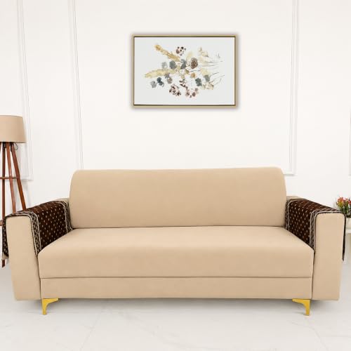 Image of Homerz Premium Chenille Fabric Sofa Cover | Soft, Durable & Dustproof | Decorative Couch Cover (Florida Coffee, 2 pc Armrest, Armrest)