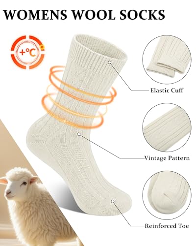 Image of Loritta Wool Socks for Women, Winter Warm Hiking Boot Socks Gifts