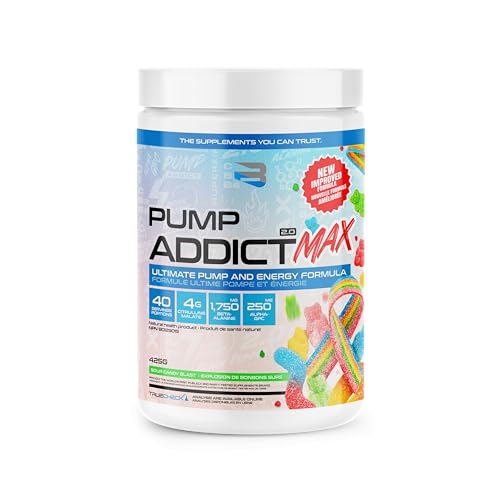 Believe Supplements - Pump Addict Max Pre-Workout Powder - Enhanced Energy, Focus, and Endurance… (40 Serving, Sour Candy Blast)