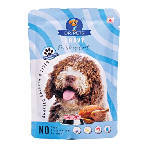 Image of Dr.Pets Gluten & Preservative Free Dog Wet Food (Gravy) | Balanced Meal with High Protein Chicken & Liver Chunks for Adult Dogs & Puppies | No Added Sugar & Paraben | 85 g (Pack of 12)