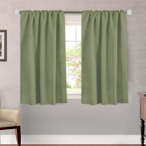 Image of H.VERSAILTEX Blackout Curtains for Living Room Thermal Insulated Window Treatment Panels Room Darkening Blackout Drapes Back Tab /Rod Pocket Bedroom Draperies, 52 x 54 Inch, Sage, 2 Panels