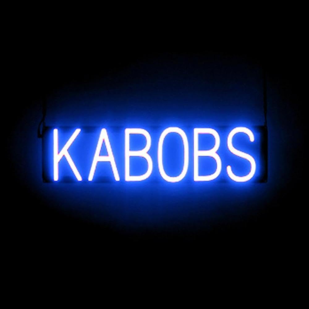 SpellBrite LED Neon KABOBS Sign for Business - Blue, 25" x 6"
