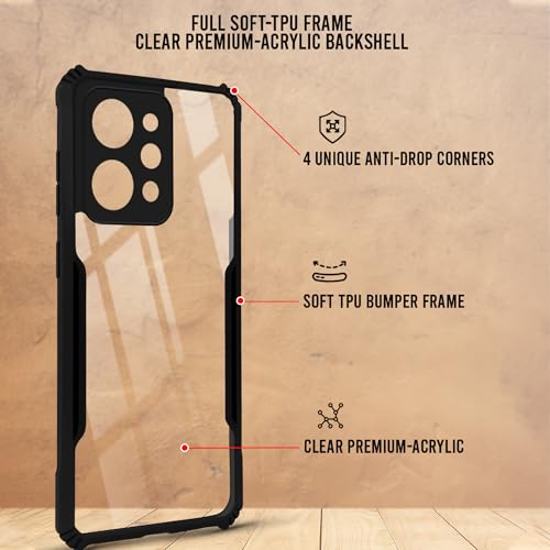 Image of Jkobi Hybrid Back Cover Case for Realme P4 Power 5G | Realme Narzo Power (Shockproof with Polycarbonate Clear Panel | Professional Black)