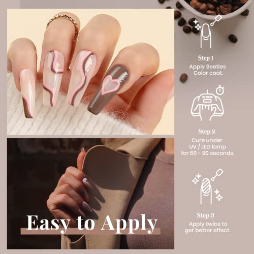 Beetles Gel Nail Polish Color-1 Pcs 15Ml Gray Brown Color Soak Off Gel Polish Nail Art Manicure #TOP4