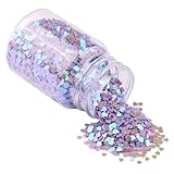 1 botella de confeti de lentejuelas de corazón de 3 mm, confeti iridiscente en forma de corazón, para decoración de uñas, álbumes de recortes (morado)