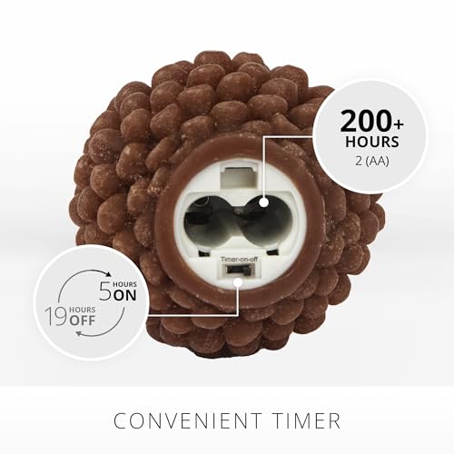 Image of Luminara Pinecone Flameless Candles Chalky Brown Finish Pine Cone Figural, Real Wax Unscented LED Candles, Battery Operated with Timer, Holiday Decoration Table Centerpiece (3.5 inch x 4 inch)