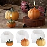 3 Stück Kürbis Silikonformen Kerzen,3D Halloween Kerzen Formen Silikon,Kürbis Silikonformen Gießformen Kerzenhalter,Silikonformen Giessformen für DIY Herbst Thanksgiving Erntedankfest Geschenk