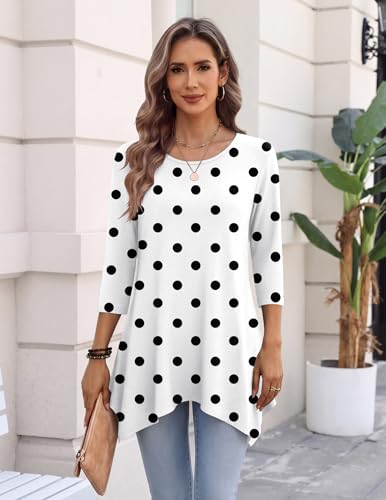 Image of Zeagoo Womens Tops 3 /4 Sleeve Loose Fit Dressy Tunics Plus Size Boho Shirts