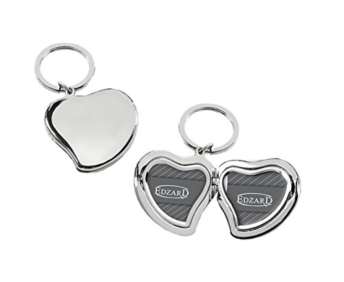 Preisvergleich Produktbild EDZARD Schlüsselanhänger Herz mit Fotorahmen, Fotoanhänger, zum Aufklappen, versilbert und anlaufgeschützt, für 2 Fotos ca. 3 x 3 cm