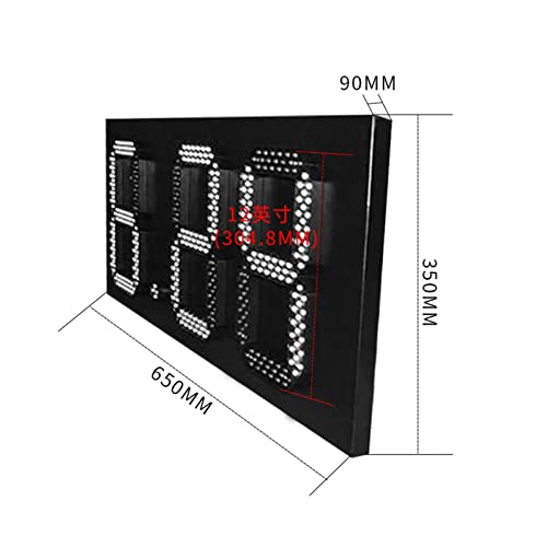 Cronómetro portátil para gimnasio, panel LED impermeable de 12 pulgadas, formato 8.88, color blanco, señal digital para precios de gasolina al aire libre (cuenta regresiva de 3 dígitos) miniatura 6