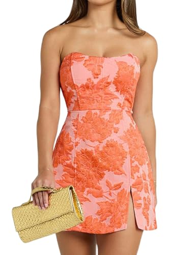 Jacquard Satin Homecoming Dresses for Teens 2025 Strapless Short Tight Bodycon Cocktail Mini Party Dress