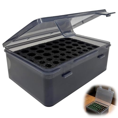 Dedizierten Batteriebox für 54 AAA AA Batterien Batteriebox Batterie Aufbewahrungsbox mit festem Schwammhalter Schwarz Transparent aus Kunststoff Altbatterien Sammelbox