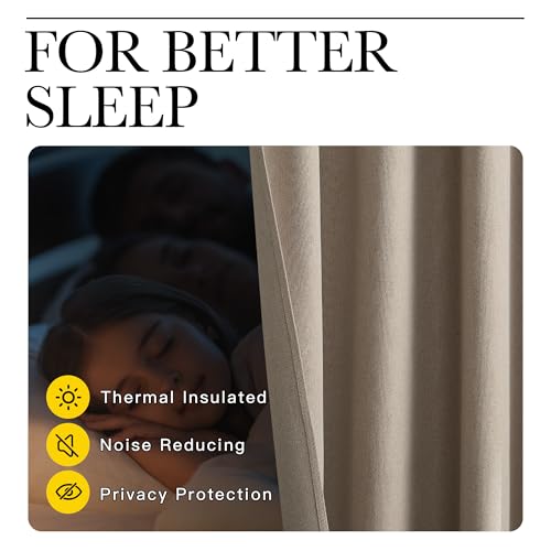 Image of NICETOWN 100% Blackout Door Curtains for Doorway Privacy, Taupe