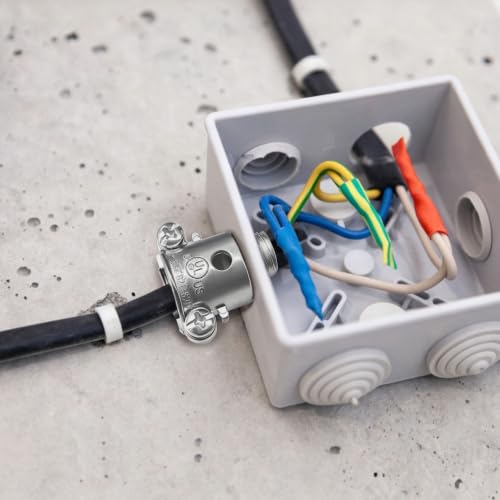 Abrazadera de alambre y conector de cable NM contra tirones en cajas eléctricas 7