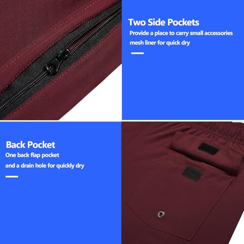 Haiwin Swim Trunks Quick Dry Board Shorts with Compression Liner 5" Beach Shorts with Zipper Pockets3