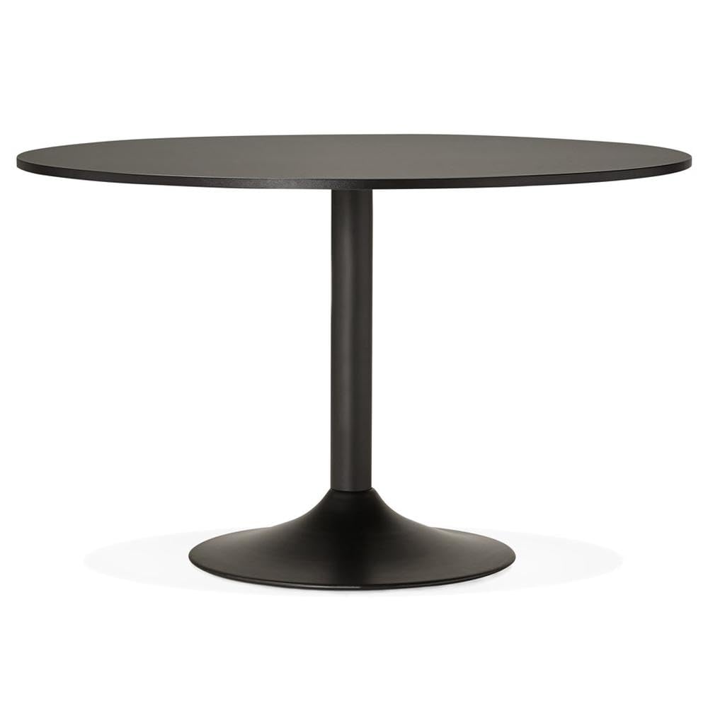 Vielseitiger Besprechungstisch Rund Ø 120 cm | Stabiler Konferenztisch für Büro & Meeting | Fördert Kommunikation | Melamin Schwarz Büro-Esstisch | Sternförmiges Untergestell | Pflegeleicht - VURANO