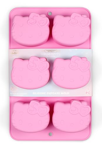 Handstand Kitchen Hello Kitty Commemorative 50th Anniversary Silicone Cupcake Mold Featuring Limited Edition Bow Detail & Pink Color - Thumbnail 3