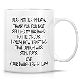 Retreez Funny Mother-in-Law Mug - 11 Oz Ceramic Coffee Cup - Hilarious Thank You For Not Selling My Husband - Ideal Birthday, Wedding, and Appreciation Gift For Mother-in-Law from Daughter-in-Law