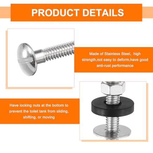 QUARKZMAN 2 Stück Universal Toilettenbehälter zu Schüssel Schrauben Set, Edelstahl Schwere Toilettenbolzen mit Sicherungsmuttern für die Reparatur und Montage von Badezimmer Toiletten