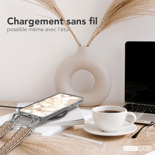 Coque silicone Galaxy S25 Plus avec lanière beige marron EAZY CASE - 6