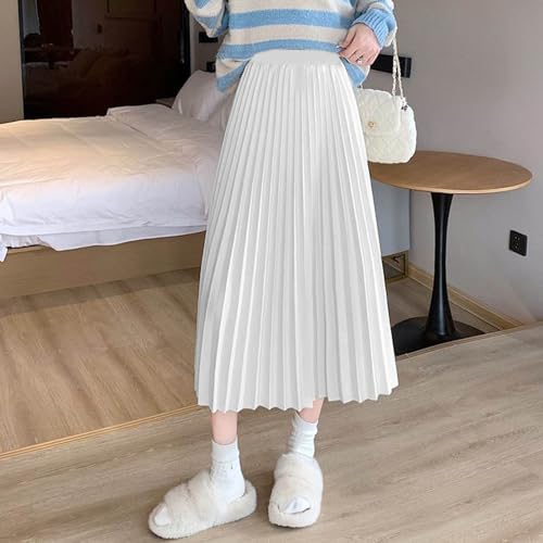Boho Long Pleated Skirt for Women Elastic High Waisted A-line Maxi Skirts Fashion Casual Solid Swing Half Dress2