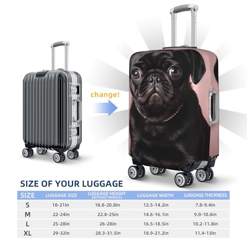 Travel Luggage Cover Suitcase Protector Elastic Washable Cute Black Pug Suitcase Cover Anti-scratch Spandex Baggage Covers Fits 18-32 Inch Luggage2