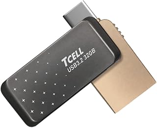 TCELL High Speed Dual Flash Drive with Zinc Alloy Design, Starry Black 32GB USB 3.2 Type-C OTG 2-in-1 for PC/Laptop/Phone/Tablet/iMac/MacBook/iPhone15/Tesla Sentry Mode, Read Speed up to 200MB/s