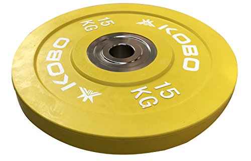Image of Kobo 5 Kg (51 mm) Bumper Plates Competition Level Olympic Barbell Bar Weight Plate with Machined Steel Collar Elite (Imported) - Sold in Pairs