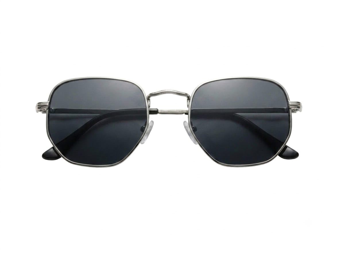Classic Hexagonal Metal Sunglasses for Men & Women – Vintage Geometric Wire Frame Sun Glasses with Dark Lenses & UV400 Protection-image-30