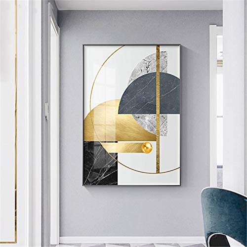 DOLUDO Abstract Golden Gray Canvas Poster Print Geometric Color Block Wall Art Pictures Wall Paintings for Living Room Home Decor No Frame 20x28inch