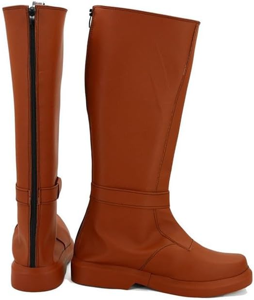 Master Costume Boots Adult Force Knight Cosplay Leather Brown Knee High Shoes for Men