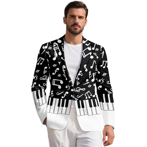 Men's Party Retro Printed Suit Jacket Notched Lapel Slim Fit One Button Stylish Blazer Business Lightweight Suit