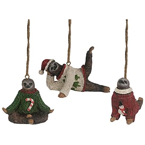 Bella Haus Design 3" Yoga Sloths in Ugly Christmas Sweater Ornament | Tree Figurines Resin Ornament (Yoga Sloths) Cover